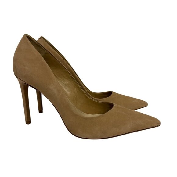 Schutz Lou Women's Suede Pump Tan Stiletto Pointed Toe Size 10 Heels Dress - Picture 1 of 9